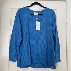 WRAP London Long Sleeve Blue Striped Top - US 12